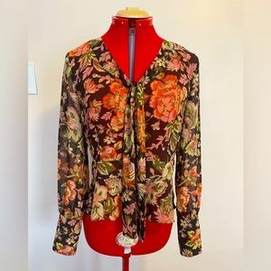 Ann Taylor LOFT Floral blouse with tie